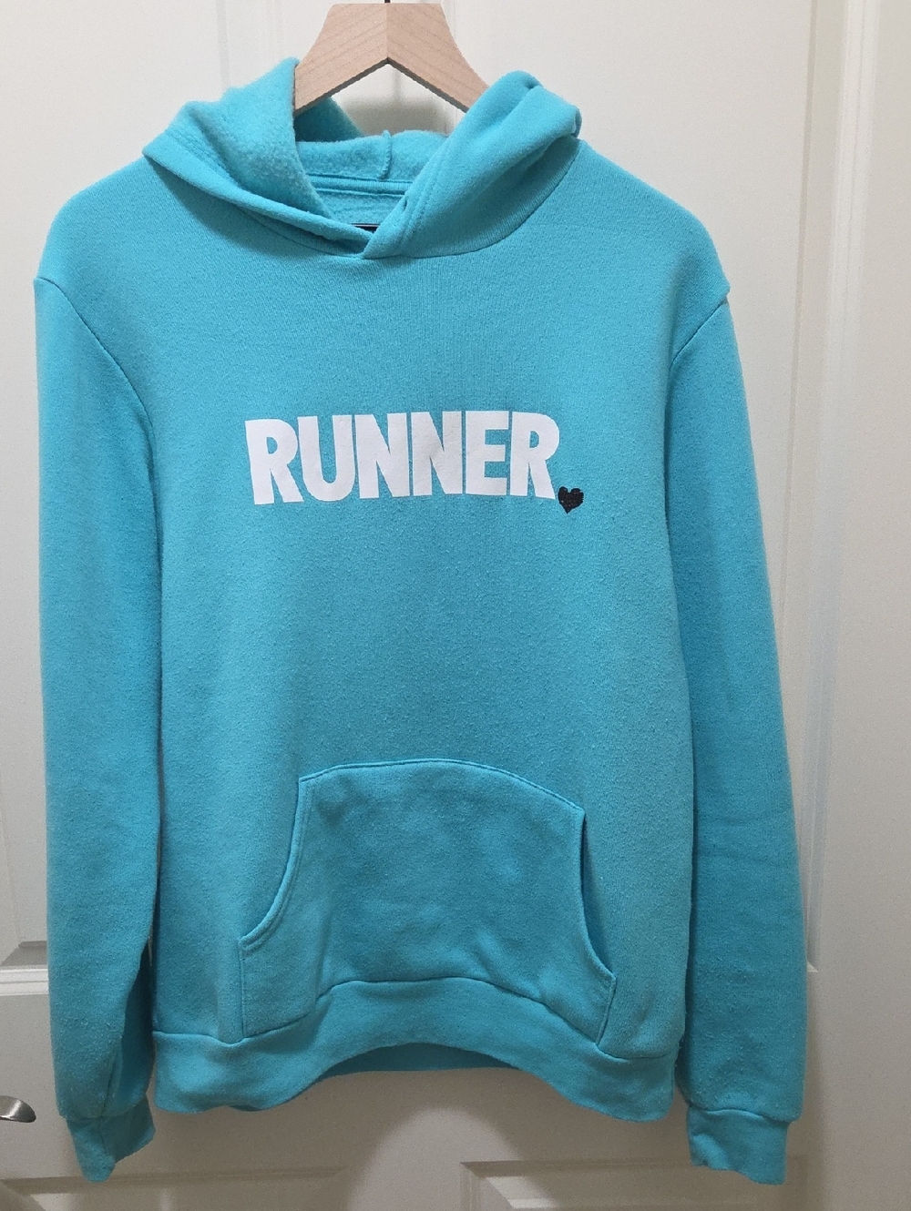 Sarah Marie Running Co RUNNER Hoodie in Bright Aqua